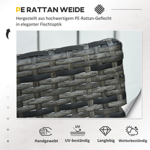 Polyrattan-Balkonset für 2 Personen mit Kissen Grau