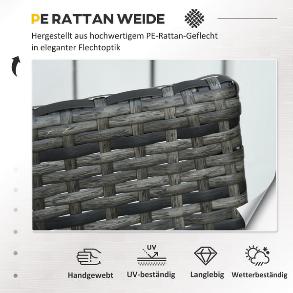 Polyrattan-Balkonset für 2 Personen mit Kissen Grau