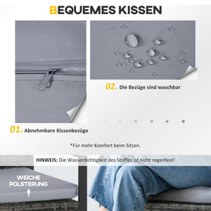 Polyrattan-Balkonset für 2 Personen mit Kissen Grau