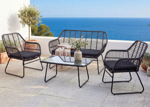 Polyrattan Garten Sitzgruppe Sofa Set ohne Dekokissen anthrazit