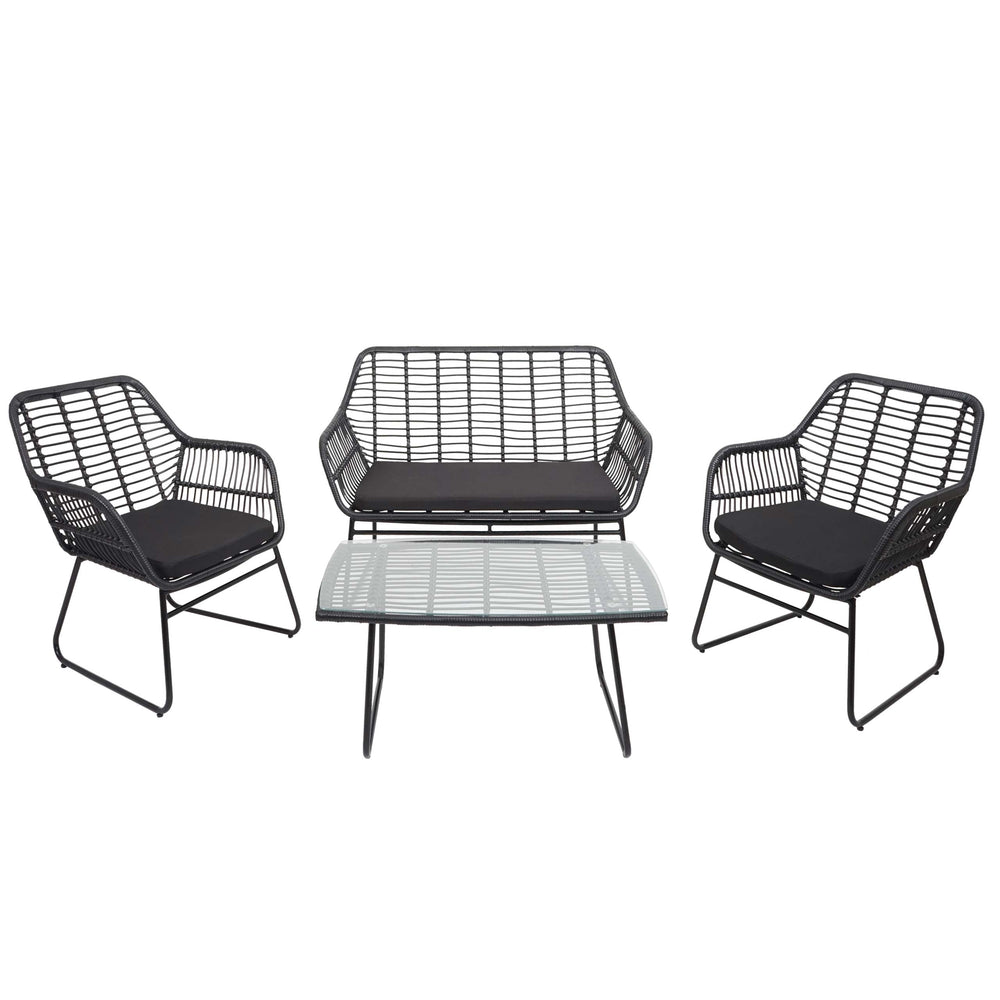 Polyrattan Garten Sitzgruppe Sofa Set ohne Dekokissen anthrazit