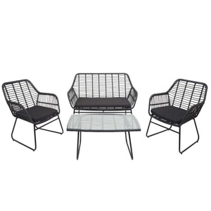 Polyrattan Garten Sitzgruppe Sofa Set ohne Dekokissen anthrazit