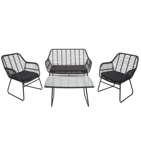 Polyrattan Garten Sitzgruppe Sofa Set ohne Dekokissen anthrazit