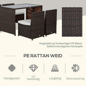 Polyrattan Gartenmöbel Set wetterfest für 4 Personen mit Tisch