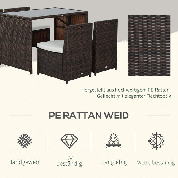 Polyrattan Gartenmöbel Set wetterfest für 4 Personen mit Tisch