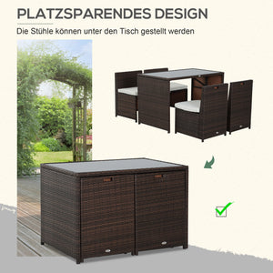 Polyrattan Gartenmöbel Set wetterfest für 4 Personen mit Tisch