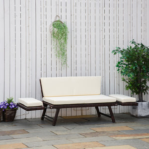 Polyrattan Gartensofa 2-Sitzer klappbar Braun