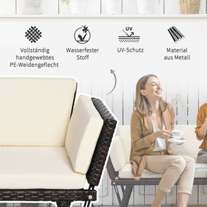 Polyrattan Gartensofa 2-Sitzer klappbar Braun