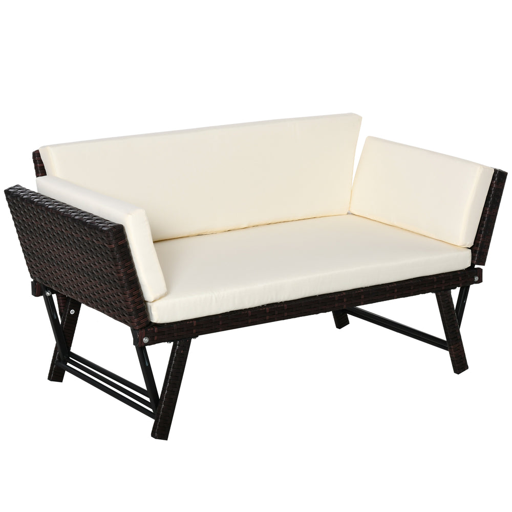 Polyrattan Gartensofa 2-Sitzer klappbar Braun