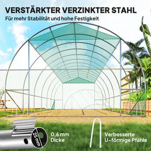 Polytunnel Gewächshaus begehbar mit Rolltür und Stahlrahmen