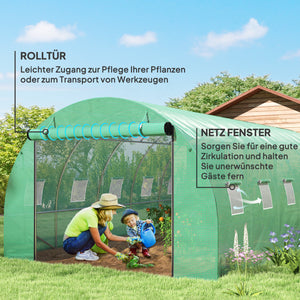 Polytunnel Gewächshaus begehbar mit Rolltür und Stahlrahmen