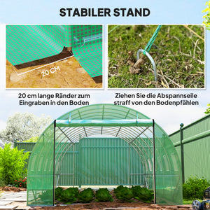 Polytunnel Gewächshaus begehbar mit Rolltür und Stahlrahmen