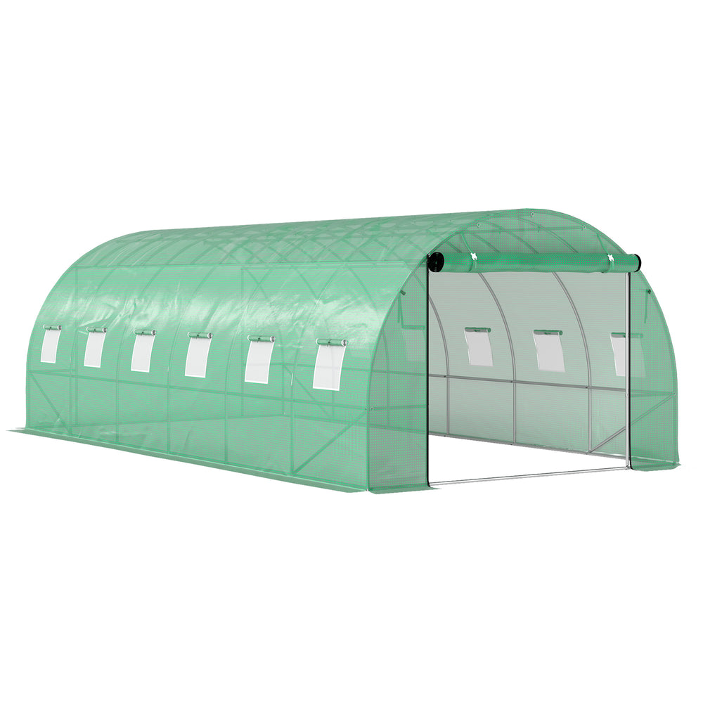 Polytunnel Gewächshaus begehbar mit Rolltür und Stahlrahmen