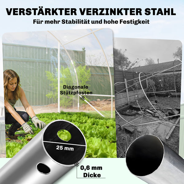 Polytunnel Gewächshaus begehbar UV-beständig transparent
