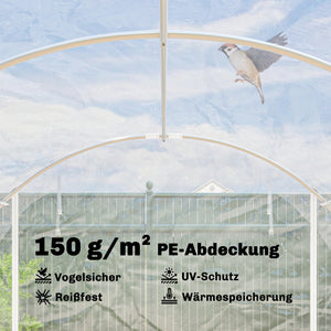 Polytunnel Gewächshaus begehbar UV-beständig transparent
