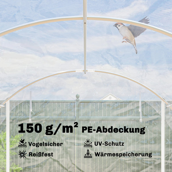 Polytunnel Gewächshaus begehbar UV-beständig transparent