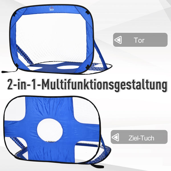 Pop-Up Fussballtore 2er Set faltbar 123x80x80cm Blau