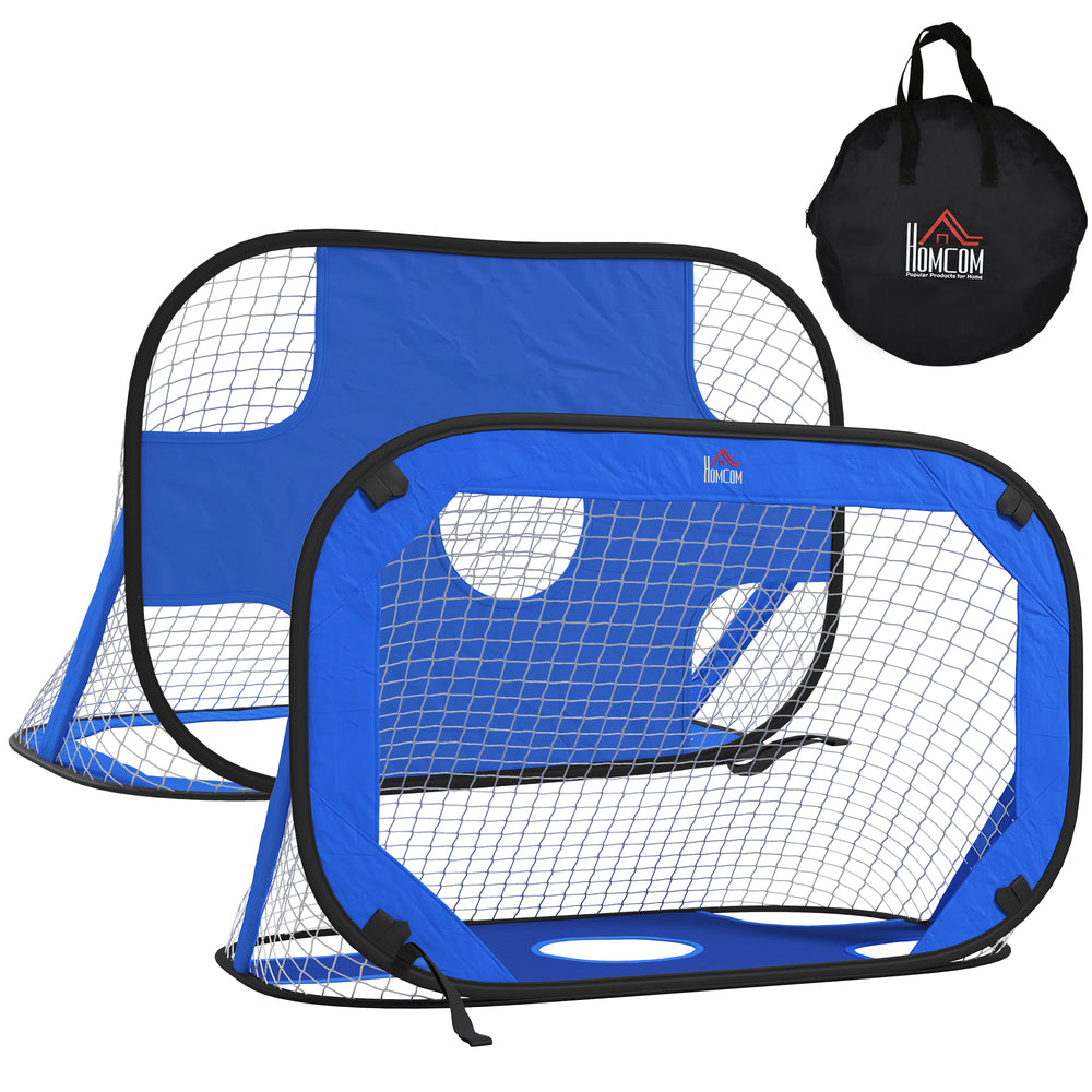 Pop-Up Football Goals, Set of 2, Foldable, 123x80x80cm, Blue