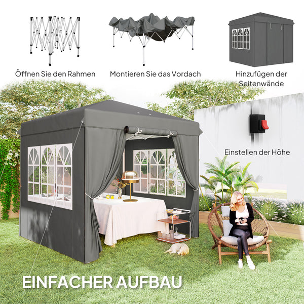Pavillon Pop-up Gartenzelt mit Seitenwänden UPF50 2,5x2,5m