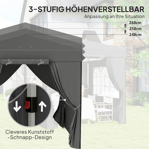 Pavillon Pop-up Gartenzelt mit Seitenwänden UPF50 2,5x2,5m