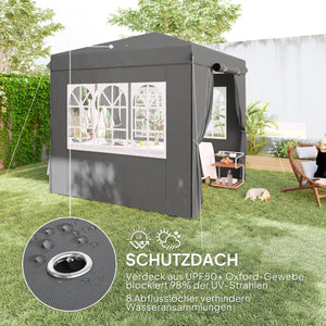 Pavillon Pop-up Gartenzelt mit Seitenwänden UPF50 2,5x2,5m