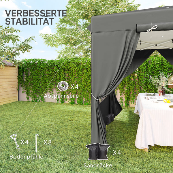 Pavillon Pop-up Gartenzelt mit Seitenwänden UPF50 2,5x2,5m