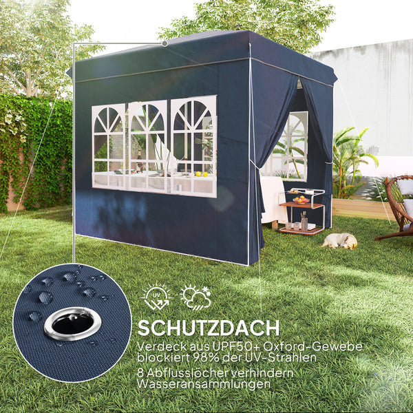 Pop-up Pavillon mit Seitenwänden Tragetasche und UV-Schutz 2,5x2,5m
