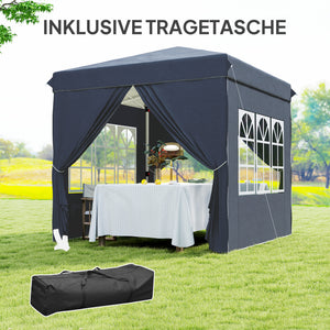 Pop-up Pavillon mit Seitenwänden Tragetasche und UV-Schutz 2,5x2,5m