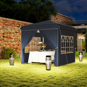 Pop-up Pavillon mit Seitenwänden Tragetasche und UV-Schutz 2,5x2,5m