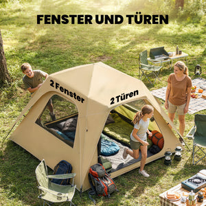 Pop-Up-Zelt Kuppelzelt wasserdicht für 2-3 Personen mit Fenstern