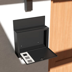 Cassetta postale con scomparto per giornali, 365x115x29cm, metallo, nero