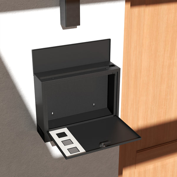 Cassetta postale con scomparto per giornali, 365x115x29cm, metallo, nero
