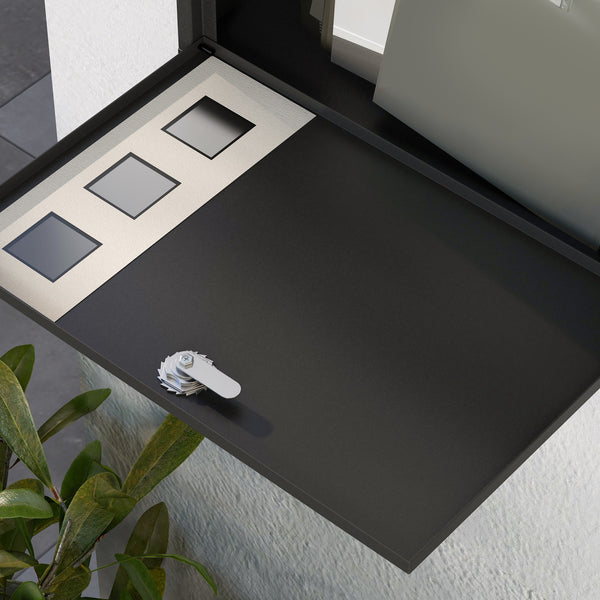 Cassetta postale con scomparto per giornali, 365x115x29cm, metallo, nero