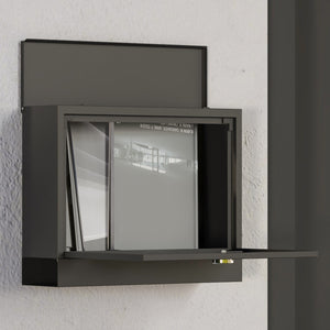 Cassetta postale con scomparto per giornali, 365x115x29cm, metallo, nero