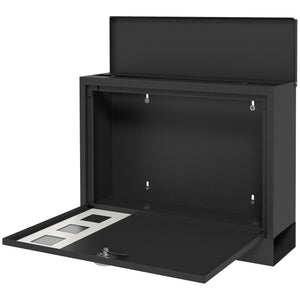 Cassetta postale con scomparto per giornali, 365x115x29cm, metallo, nero