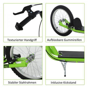 Kinderroller Scooter Tretroller Cityroller Kickscooter Kickboard mit Luftreifen 16 Zoll Grün