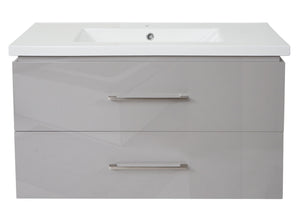 Premium Waschbecken mit Unterschrank hochglanz 90cm grau