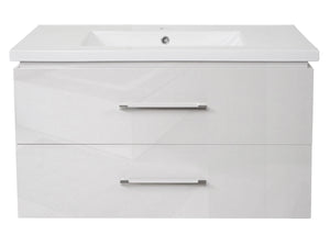 Premium Waschbecken mit Unterschrank hochglanz 90cm weiss
