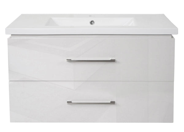 Premium Waschbecken mit Unterschrank hochglanz 90cm weiss