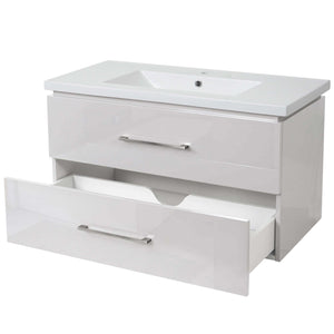 Premium Waschbecken mit Unterschrank hochglanz 90cm weiss