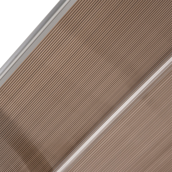 Pensilina addossata, policarbonato, protezione UV, 75x195x23cm, marrone