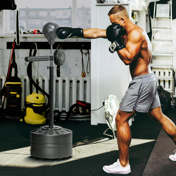 Punchingball höhenverstellbar drehbar mit Boxbandagen für Training