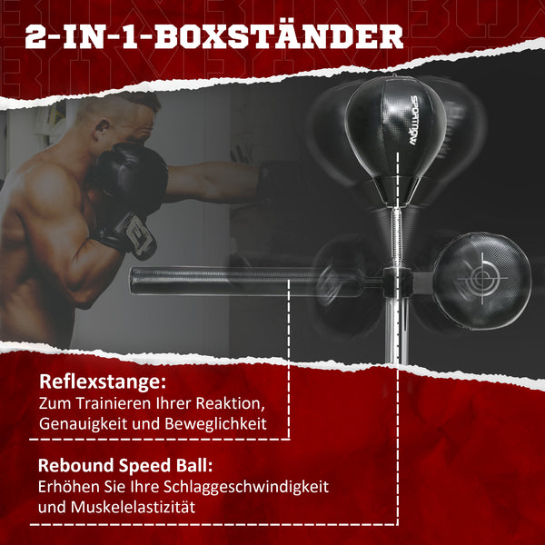 Punchingball höhenverstellbar drehbar mit Boxbandagen für Training