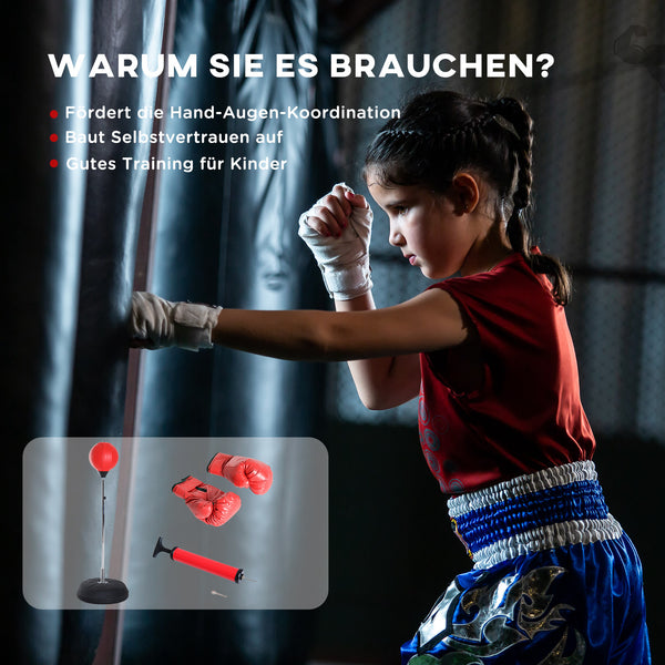 Punchingball Set höhenverstellbar mit Boxhandschuhen für Kinder