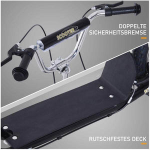 Kinderroller mit Luftreifen Tretroller Cityroller Kickboard Höhenverstellbar Schwarz