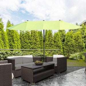 Sonnenschirm Gartenschirm Doppelsonnenschirm mit Handkurbel Grün Oval