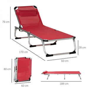 Sonnenliege Gartenliege Alu Relaxliege 5-fach verstellbar faltbar ergonomisch Rot
