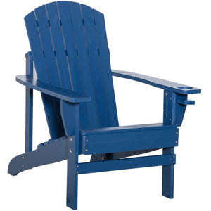 Adirondack-Gartenstuhl mit Becherhalter Gartenliege Balkonstuhl Massivholz Blau