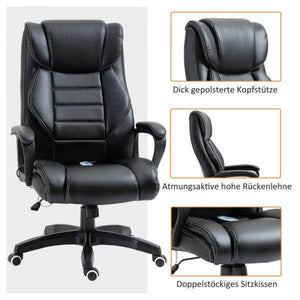 Massagebürostuhl Gamingstuhl 6 Vibrationspunkte schwarz