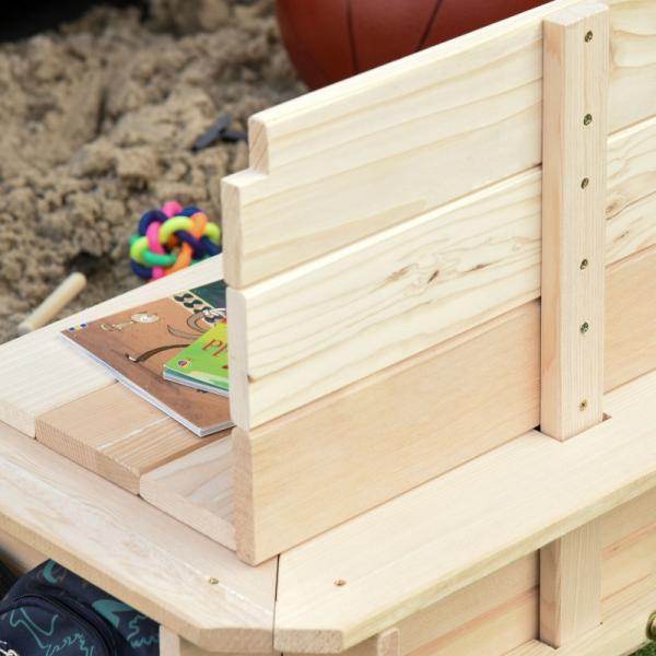 Sandkasten Sandkiste aus Holz mit Dach abnehmbar Rücklehnen verstellbar Tannenholz Natur